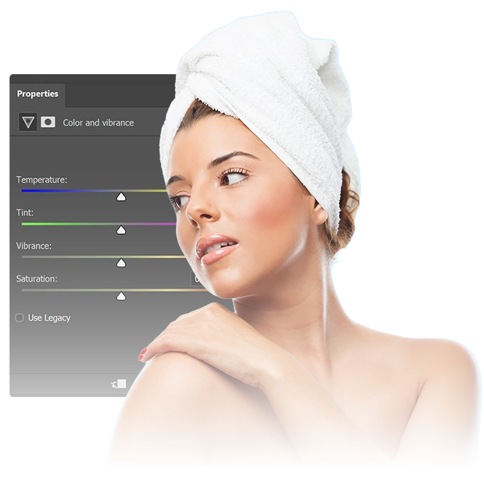Professionelle Fotoretusche und Farbkorrektur eines Beauty-Porträts