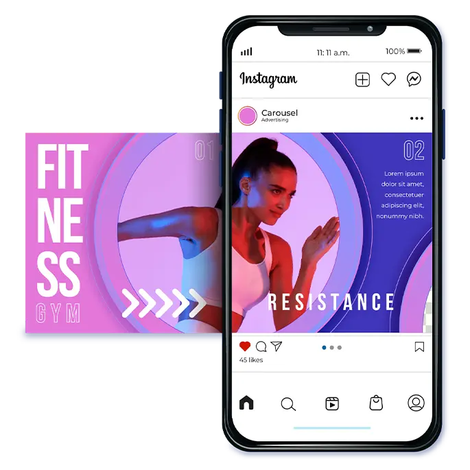 Social Media Content Design für einen Fitness-Beitrag auf Instagram